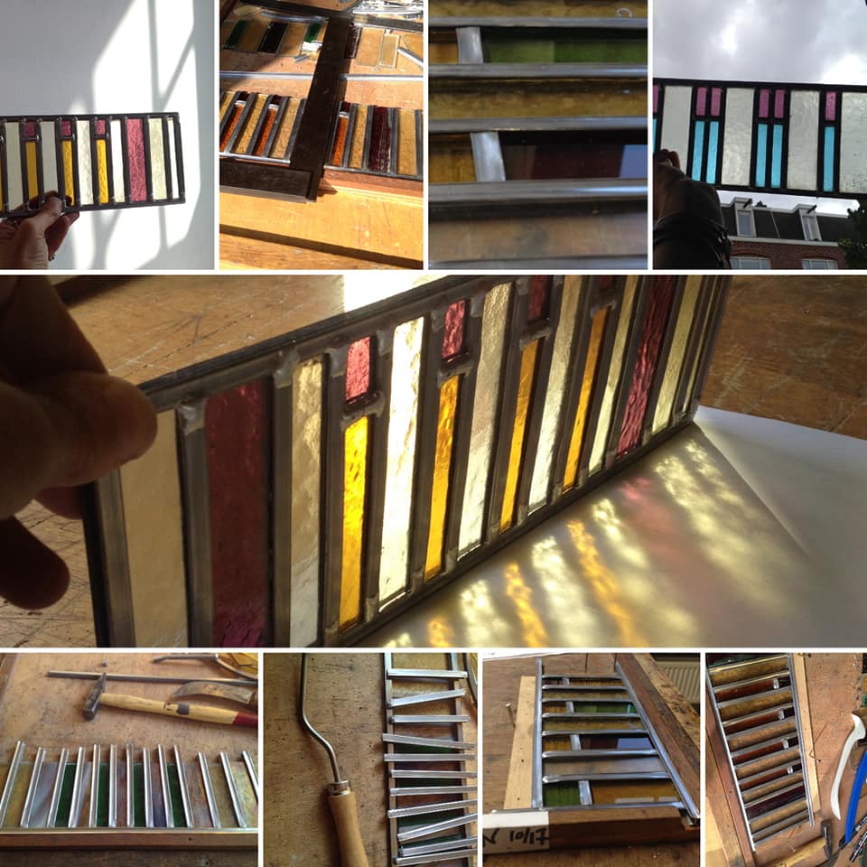 piano raampje ontworpen voor de zaterdagse cursus glas in lood door sodis vita op de openbare werkplaats